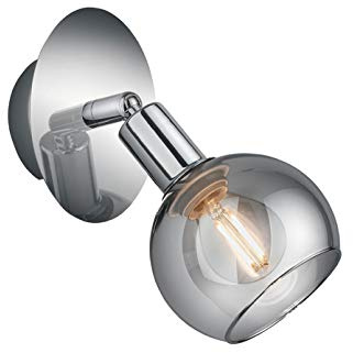 1-flammiger Wandstrahler mit Rauchglas Lampenschirm, Höhe 18cm