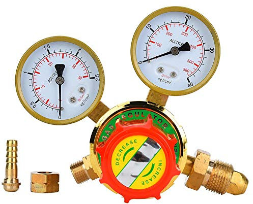【𝐏â𝐪𝐮𝐞𝐬】 Régulateur de gaz, WX-YQE-03/60 Manomètre à acétylène Détendeur de gaz à acétylène pour kit de coupe de soudage au chalumeau à gaz G5/8 CGA580(60#) 【Cadeau de Noël, cadeau du Nouvel An】