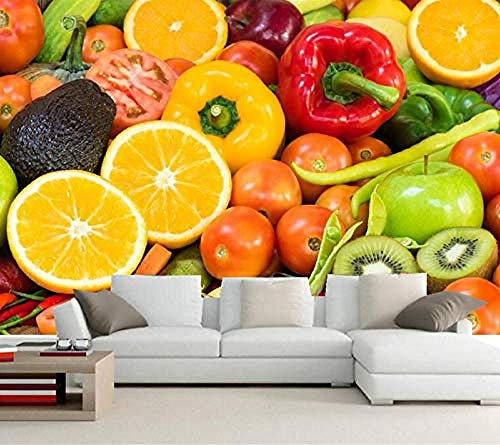 Geprägte Tapete Obst Gemüse Gemüse Tomaten Zitronen Tapeten Coffee Shop Restaurant Dinig Zimmer Küche Wandbilder Tapete wandpapier fototapete 3d effekt tapeten Wohnzimmer Schlafzimmer-300cm×210cm
