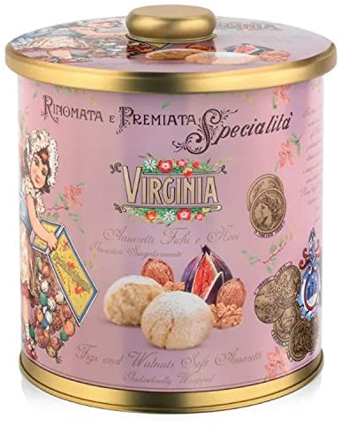 Amaretti Virginia - Amaretti Soffici ai Fichi e Noci in elegante confezione di Latta