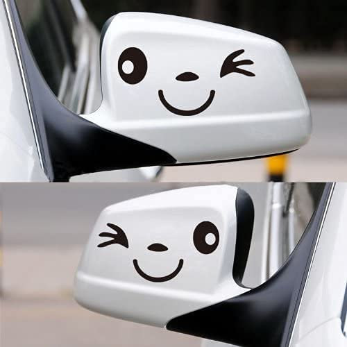 NewTeam Aufkleber Spiegel Auto Smile Smiley Lächeln Auge Lustig und süß Happy (Schwarz)