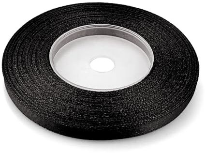 Netuno 1x ruban de satin noir 6 mm x 32 m rouleaux de ruban satin bande tissu multicolore bande de décoration à bricoler pour Noël Pâques cadeau anniversaire mariage