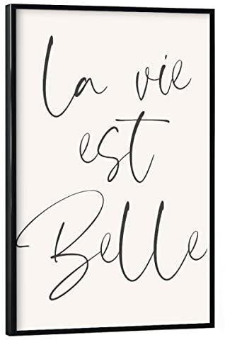 artboxONE Poster mit schwarzem Rahmen 45x30 cm Typografie La Vie Est Belle French Sign - Bild la Vie est Belle