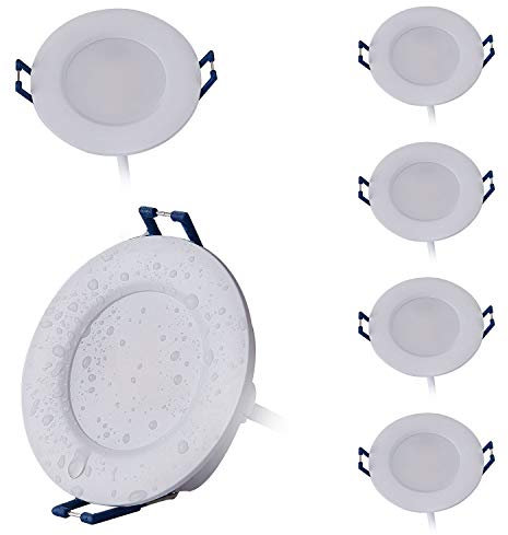 HCFEI 6x LED Einbau-Strahler 5W Weiß IP44 230V Bad Feuchtraum Außen 230V Spot 68-75 mm Einbau-Lampe Neutralweiß 4000K