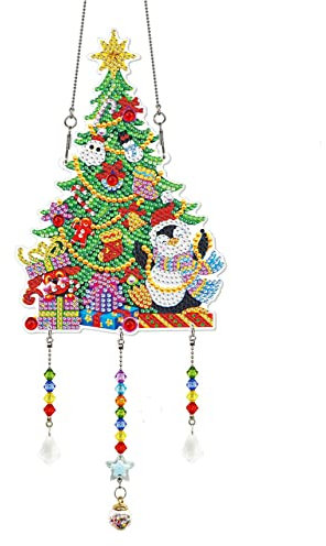 5D Diamond Painting Bilder Wandbehang, DIY Diamant Painting Kranz,Türkranz Weihnachten Strass Kristall Malerei Anhänger für Weihnachten Deko (B)