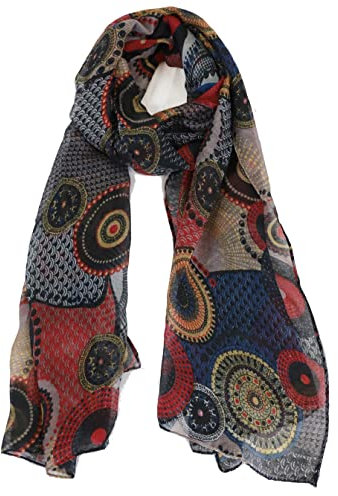 Van Der Rich ® - Tücher Schal Dessin Blumen Größe: 180cm*80cm - Damen (33-Senf, TU)
