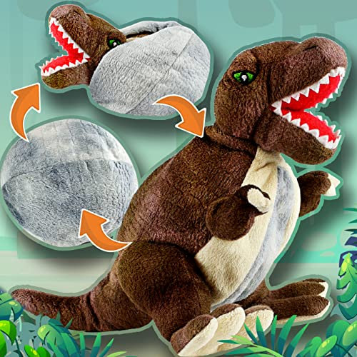 Creanino Dino Kuscheltier 2 in 1 | Plüschtier zum Wenden [Tyrannosaurus REX] | Dinosaurier Stofftier | Wende Kuscheltier | Dino Plush | Trex