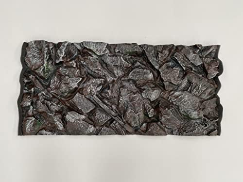 PLASTIKO - Aquarium Hintergrund 3D I Rückwänd 80x40 cm I Leicht zu Montieren und Reinigen I Keine Verklebung Erforderlich I Sicher für Tiere I Braun mit einem Muster aus Hohen Steinen