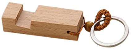WOONEKY Soporte Creativo De Madera Para Teléfono Móvil Llavero, Soporte Compacto De Haya Claro, Manos Libres Para Smartphone, Accesorio Portátil Para Uso Diario y Oficina, Diseño Ligero y Funcional