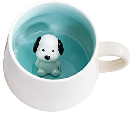 Biigming Tasse Chien 3D, Tasse Aniaml 3D en Céramique, 350 ml Mug Humour Faite à la Main, Tasse à Café comme Cadeaux pour Noël, Anniversaire, Femmes, Enfants(Chien)