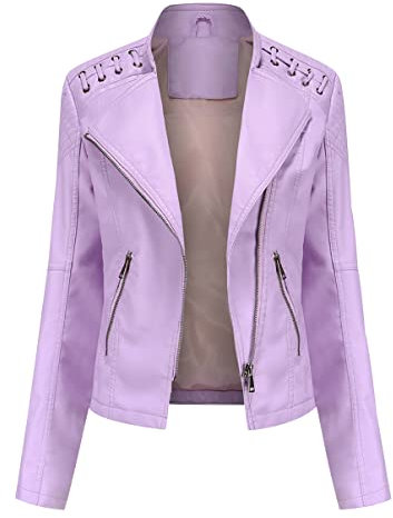 Giacca Similpelle Donna Giubbotto Giubbino Giacche Ecopelle Donna Giacca Biker Jacket Donna Giubbotto Similpelle Faux Leather Jacket Donna Giacca Bikers Finta Pelle Sintetica Donna Curvy Viola XXL