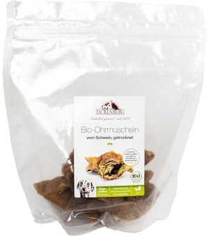 TACKENBERG Bio Ohrmuscheln vom Schwein für Hunde - 5 STK. - leckerer natürlicher Kausnack in Premiumqualität - schonend getrocknet - reines Naturprodukt zur Belohnung, als Snack oder Leckerli