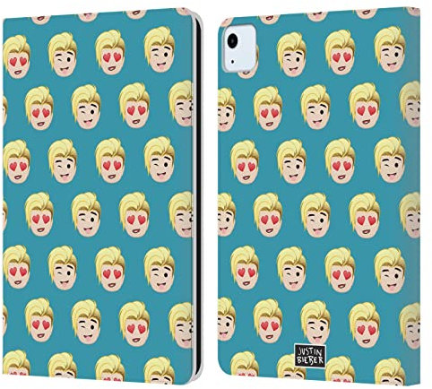 Head Case Designs Licenciado Oficialmente Justin Bieber Patrones Justmojis Carcasa de Cuero Tipo Libro Compatible con Apple iPad Air 2020/2022