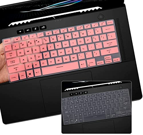 2 Stück Tastaturabdeckung für 2023 2022 ASUS ROG Zephyrus G14 GA402, Zephyrus M16 GU604 GU603, TUF Dash 15 TUF5 TUF5 16PE/TUBE F Dash F15, ROG Flow X13-Pink + Clear