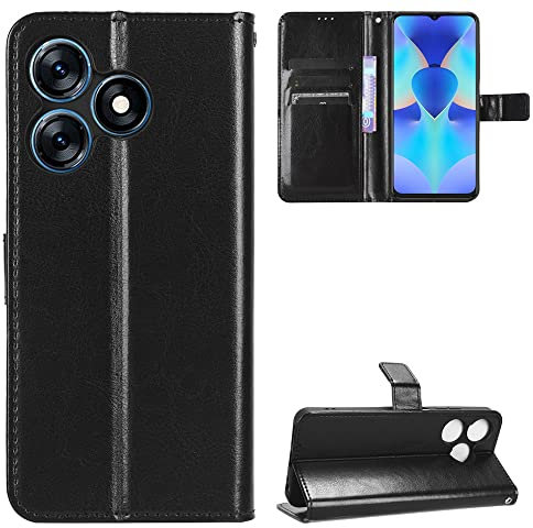 BellaCase Tecno Spark 10 4G Coque [Étui Portefeuille] [Fonction Support] [Slots pour Cartes] [Couverture à Rabat Magnétique] Compatible avec Le Smartphone Tecno Spark 10 4G(Noir)