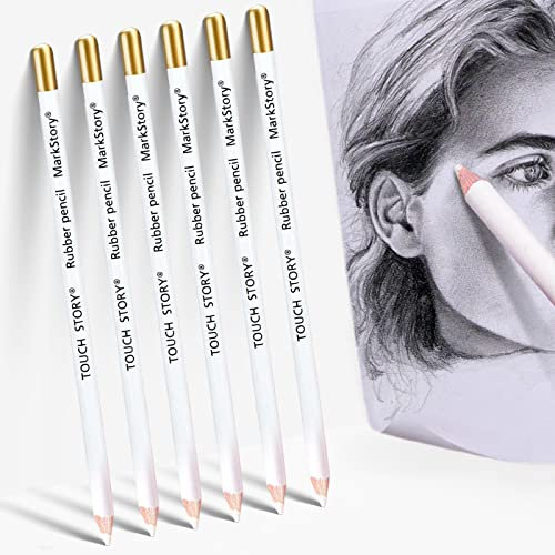 UICCVOKK 6PCS Eraser Pencils for Artists Highlight Eraser, Pencil Rubber Wooden Sketch Erasers Pen Erasers Pencil for Sketching Charcoal Sketch Drawings Pencils for Artists Revise Erasing