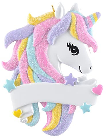 Personalisierte Einhorn-Weihnachtsdekoration – farbiges Einhorn Pferd Weihnachtsbaum Ornament 2023 – Einhorn Andenken Geschenk für Baby Mädchen Weihnachten Ornament Urlaub Dekoration