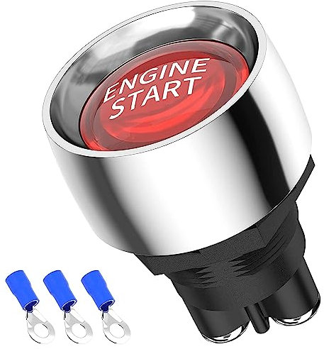 12VDC 50A Interruttore di accensione di avviamento motore 3 Pin SPST Pulsante Interruttore di avviamento Momentario 12 Volt 50 Amp Rosso Led per Veicolo Marino Racing Car Truck RV