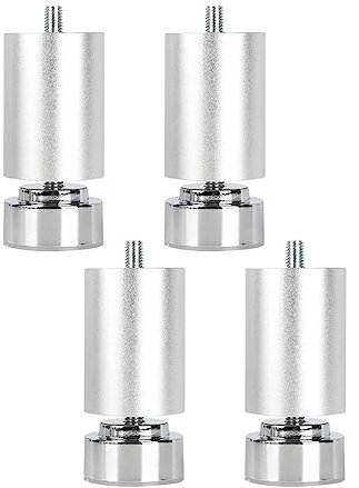 Fonowx 4pcs Filetage M10, Pieds de Cadre de lit, Pieds de Table Professionnels, Pieds de Support de Meubles M10 Basses, cafés, armoires, canapés, Argent 12cm