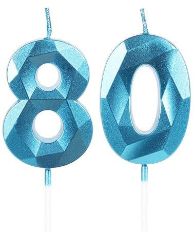 Yiran Geburtstagskerzen Zahlen 80, 5cm 3D Blau Geburtstagskerzen, Kerzen Geburtstag, Geburtstag Kerzen, Tortendeko Geburtstag, Kuchendeko Geburtstag, Geburtstagskerzen für Geburtstagsdeko, Nummer 80