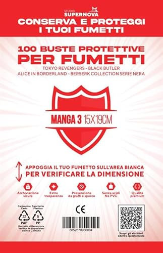 studio supernova - 100 buste protettive manga 3 (15,0 x 19,0) Trasparente