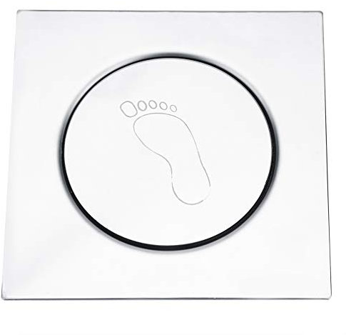 MOUMOUTEN Drain De Sol Pop Up à Pédale - Drain De Douche Carré en Acier Inoxydable avec Couvercle Rond, Drain De Drague De Sol à Rebond à Pédale pour Salle De Bain Cuisine Garage sous-Sol(4In)