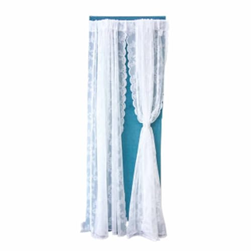 2 Tende in Pizzo Bianco, Tende Trasparenti Delicate, Tende Leggere a Pannelli in Pizzo Floreale, Tende per Pannelli per Finestre Vintage per Camera da Letto, Sala da Pranzo, Porta-finestra, Cucina(2m)