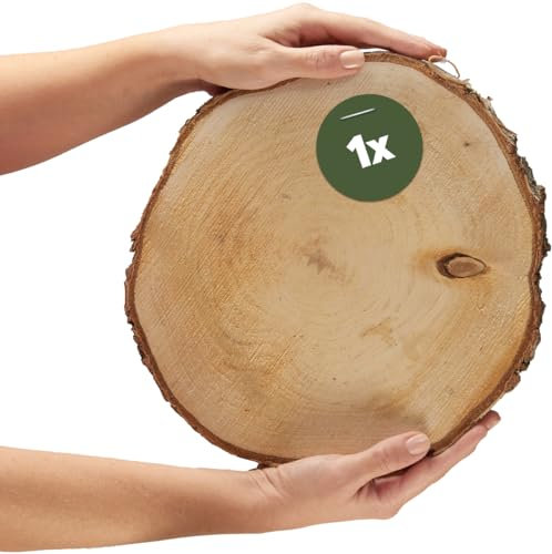 matches21 HOME & HOBBY Grand disque en bois de 30 cm (28-32 cm) de diamètre pour le bricolage et la décoration – 1 disque rond en bois de bouleau – Disque en bois de bouleau naturel comme décoration e