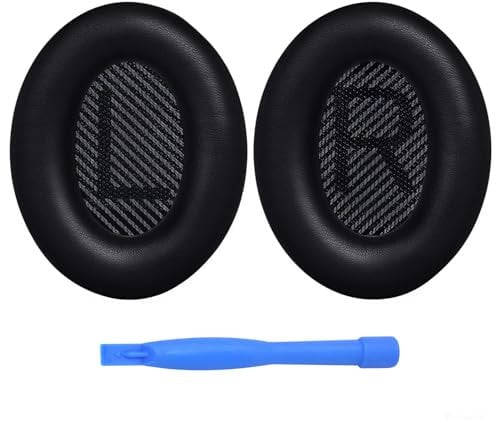 MMOBIEL Ear Pads Replacement for Bose QuietComfort 35 (QC35) / Bose Quiet Comfort 35 II (QC35 II) Over-ear Headphone Protein PU Ear Pad Cushions - Noise Isolation Foam Earpads Replacement – Black