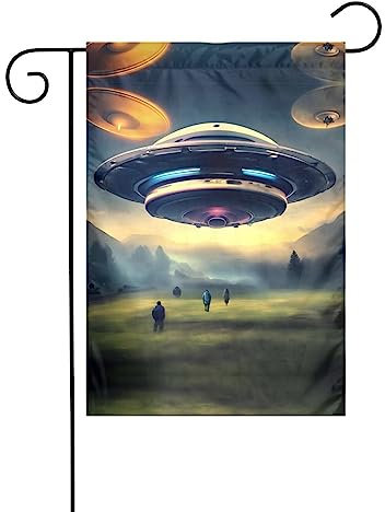 UFO-Landung, vielseitige Gartenflaggen für den Außenbereich, doppelseitig, 30,5 x 45,7 cm, kleine Gartenflaggen, perfekt für Outdoor-Dekorationen