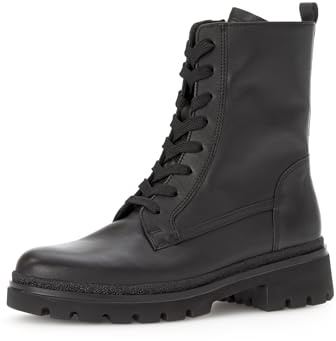 Gabor Damen Combat Boots, Frauen Stiefeletten,Leichte Mehrweite (G),schnürstiefel,Winterstiefel,Winterschuhe,schwarz (Mel.),41 EU / 7.5 UK