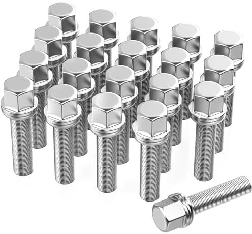 20 Verlängerte Radschrauben Radbolzen für Spurverbreiterungen I M14x1,5x45mm I Kugelbund R13 SW 17mm I Kompatibel mit die meisten Audi Volkswagen (Chrom)