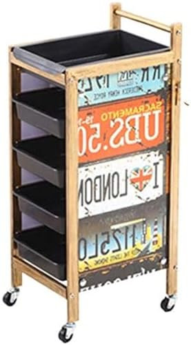 Retro-Friseur-Rollwagen, Salon-Friseurwagen, mobiler Beauty-Friseurschrank, Ablagefach, professioneller Stylist, Haarfärbemittel, Organizer, Schubladen mit Haartrockner-Halter