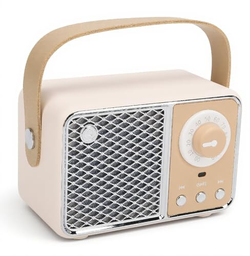 Diyeeni Retro Bluetooth Speaker Small Vintage Wireless Portable Bluetooth 5.1 Cute USB Rechargeable Mini Speaker Old Fashion Style for Kitchen Bedroom Office Outdoor Decoration