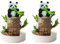 2 Stück Brasilien-Glücksholz mit Topf und Figur, brasilianische Glücksholzpflanze, Hydrokultur-Topfpflanzenstumpf, sprießende Glücksholzpflanze für Desktop-Dekoration (mit 2 Panda-Ornamenten,