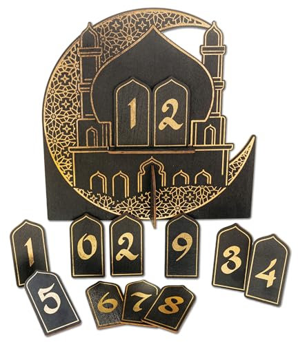 Papierdrachen Ramadan Countdown Holz - zum Aufstellen - schwarz lackiert - Dekoration - Zuckerfest Set 02