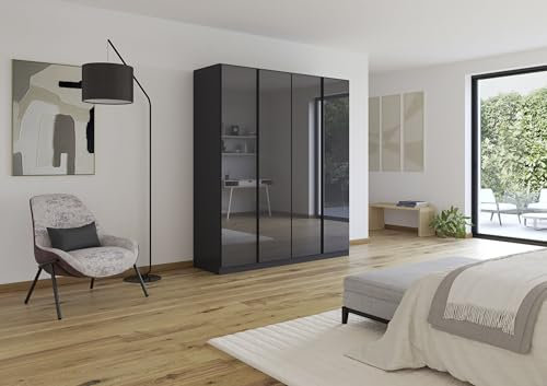 Drehtürenschrank >Modesty< in Glas Basalt/grau metallic - 181x210x54 (BxHxT)