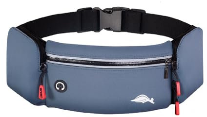 Lelezia Bauchtasche, Laufgürtel mit Trinkflasche Halter Jogging Hüfttasche Herren Gürteltasche Ddamen Wasserdicht Bauchtasche Sport mit 3 Taschen für Laufen Reiten Spaziergänge Fitness, Blau