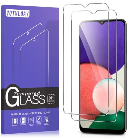 Votvloay 2 Pièces Verre Trempé pour Samsung Galaxy A22(5G), Ultra Résistant Film Protection D'écran, HD Transparent, sans Bulles, Dureté 9H Glass, Vitre Protecteur pour Samsung A22(5G) 6.6, Clear