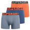 Superdry Lot de 3 boxers pour homme, bleu vif chiné/orange vif chiné/bleu marine mat moucheté, M