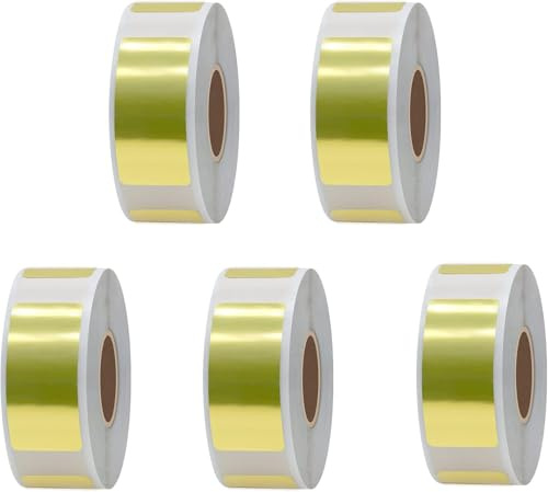 Hycodest 5 Rollen Etikettiergerät, 12 x 30 mm, selbstklebende Thermoetiketten, Thermoetikettenband für Etikettiermaschine P12, 200 Stück/Rolle Gold