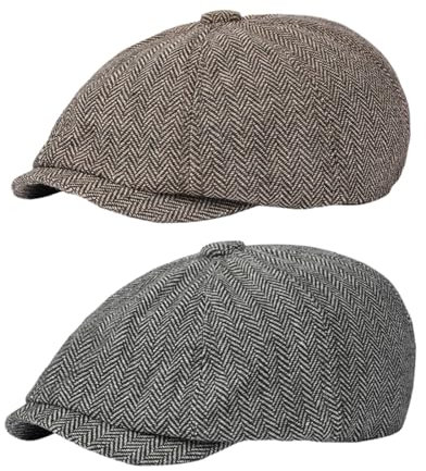 Schiebermütze Herren Baumwolle Baskenmütze Herren Einstellbar Peaky Blinders Mütze Newsboy Cap für Golf Angeln Schießen Wandern Jagd (DE/NL/SE/PL, Alphanumerisch, Einheitsgröße, Grau)