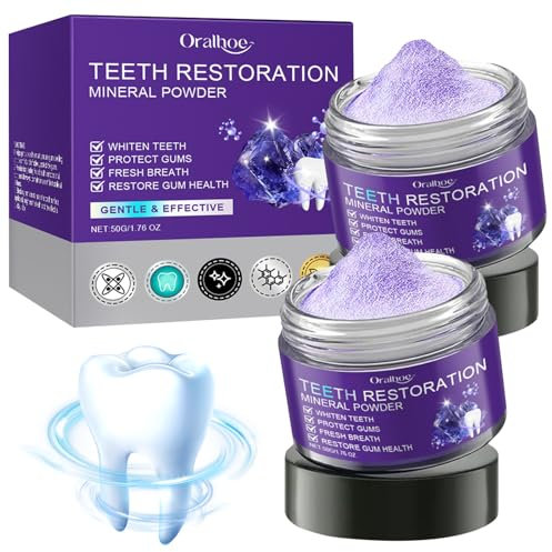 2pcs Teeth Whitening Powder, Polvo Mineral Blanqueador, Polvo Mineral de Restauración Dental, Eficaz para Fortalecer Dientes y Encías, Proteger las Encías y Refrescar el Aliento(100g)
