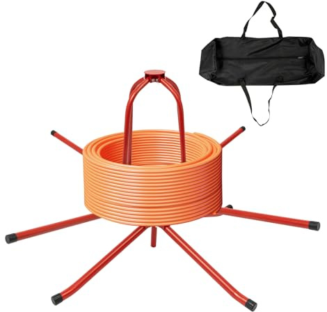 OUBUBY Rohrhaspel Abrollgerät für PEX PERT AL/PEX Rohrhaspel Abrollhaspel PE Verbundrohr Ringware Kabel Haspel Fußbodenheizung Abrollvorrichtung Abrollgerät Ausführung Max.200KG (Rot/Zweiachsig)