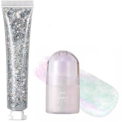 Roll-On Body Glitter Gel 25ml Glitzer Gesicht,Glitzer Make Up,Glitzer Körperstift,Roll-On Körper Glitzer Gel.Geeignet für Halloween,Karnevalspartys,Aufführungen,Bars und Konzerte