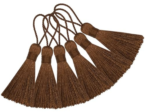 Makhry 20pcs 4,3 Zoll Handgemachte Seidige Mini Handwerk Quaste mit 2-Zoll-Kabel Schleife und Kleinen Chinesischen Knoten für Ohrringe,Lesezeichen,DIY Handwerk Zubehör (Hell Kaffee)