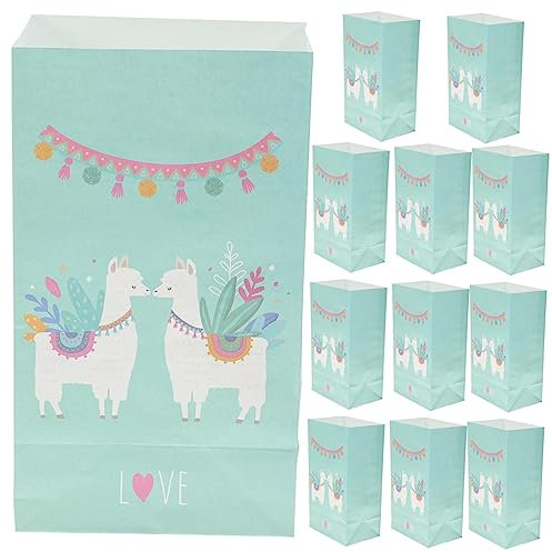 Homoyoyo Papiertüten Aus Kraftpapier Mit Alpaka-Design - Quadratisch 21 x 13 x 8 Cm 12 Stück Perfekt Als Geschenktüten Für Lama Und Alpaka Fans