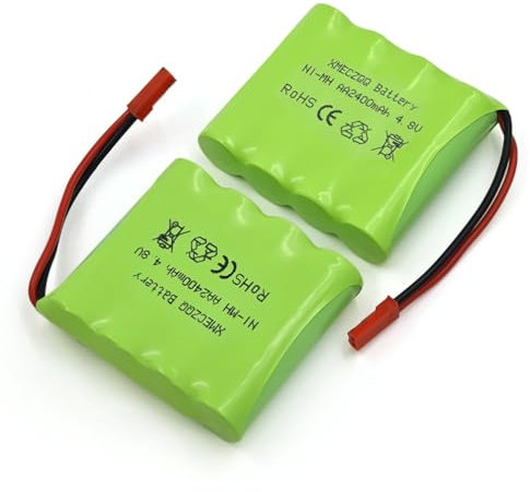 XMECZQQ NiMH Battery 4.8 V 2400 mAh, 2 Backup RC Batteries with JST Plug, Suitable for Remote Control Toys such as Remote Controlled Cars, Remote Controlled Engineering Vehicles, Remote Controlled