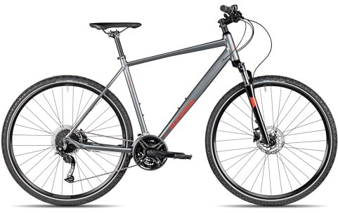 Axess Veris Cross | Crossbike | Herrenfahrrad | 27-Gang Schaltung | Hydraulische Scheibenbremsen, Farbe:Grey, Rahmengröße:62 cm