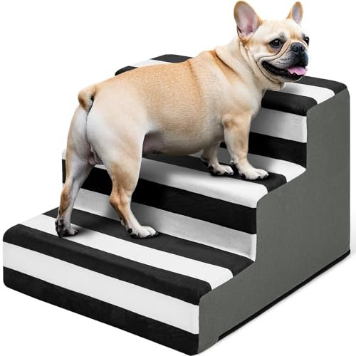 Pawk Hundetreppe Haustiertreppe, fürs mit abnehmbarem Bezug, 3 Stufen hochdichtem Schaumstoff für kleine Hunde und Katzen, rutschfeste Hunderampe mit Reißverschlussfunktion, 45 x 45 x 34 cm